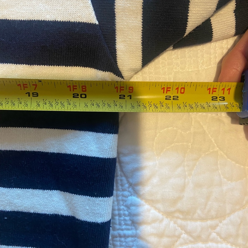 J. Crew Women’s  Navy and Cream Striped Long Sleeve with Bow - Picture 13 of 15
